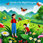 **

A vibrant, educational poster showcasing the importance of insects in a thriving Vietnamese ecosystem. Depict various fully clothed children observing butterflies pollinating flowers in a lush, green garden setting. Include images of ladybugs controlling aphids on plants. Add text in Vietnamese highlighting the beneficial roles of insects in pollination and pest control. Safe for work, appropriate content, fully clothed, family-friendly, perfect anatomy, correct proportions, natural lighting, high-quality illustration.

**