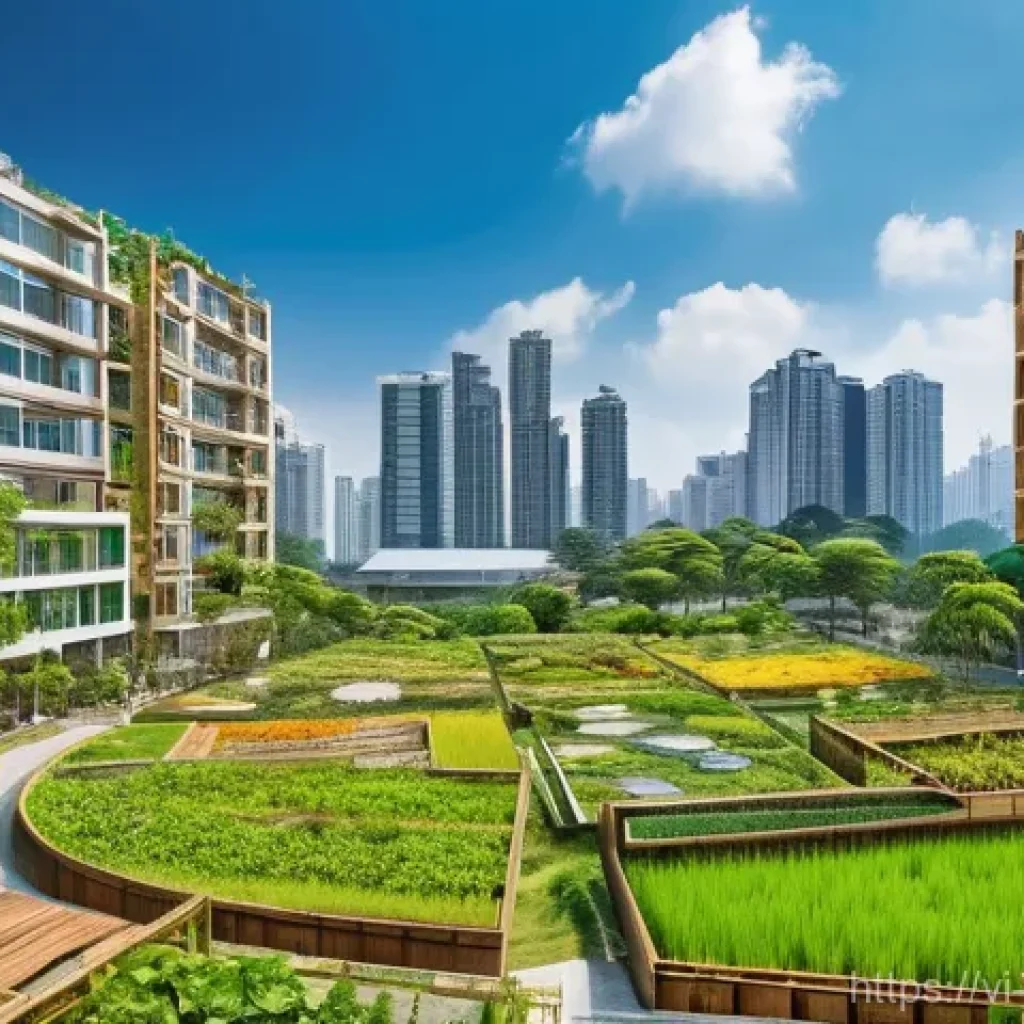 곤충 서식지 변화와 영향 - **Urban Green Oasis and Modernity in Vietnam**
    A highly detailed, realistic image depicting a vi...