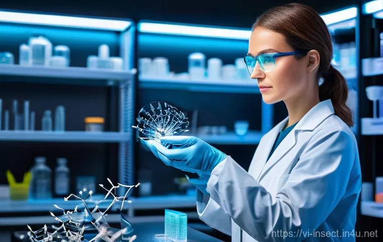 곤충의 유전자 조작 - A highly detailed and vibrant image of a state-of-the-art biological research laboratory. In the for...
