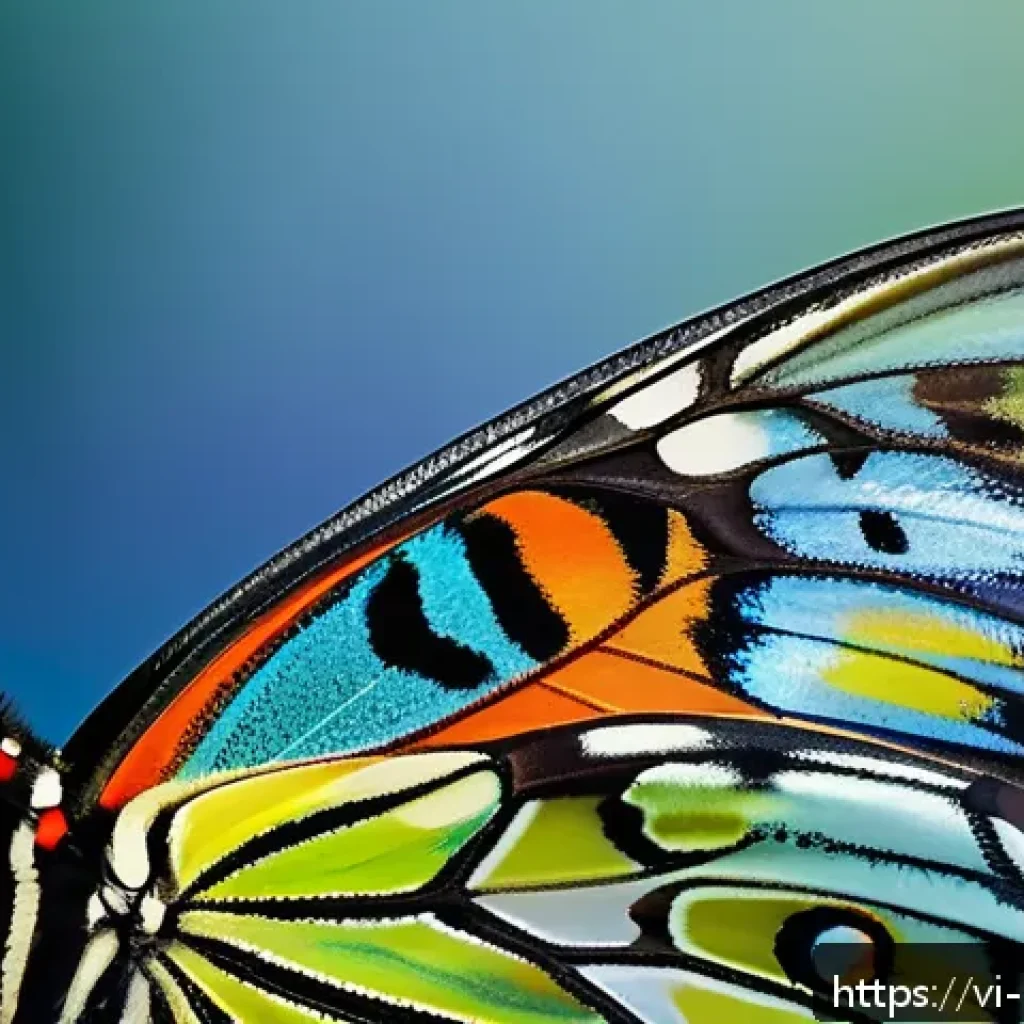 곤충을 활용한 미술 - A highly detailed close-up illustration of a butterfly’s wing showcasing intricate natural patterns ...