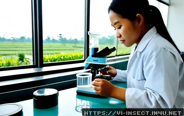 Home 17 곤충의 유전자 조작 사례 - Photorealistic agricultural biotechnology laboratory in Vietnam, a Vietnamese female scientist in cl...
